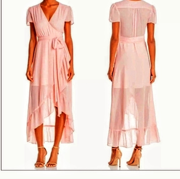 Wayf Dresses & Skirts - Women's NWT Bloomingdale's WAYF Pink Ruffle Sash Tie High Low Wrap Dress